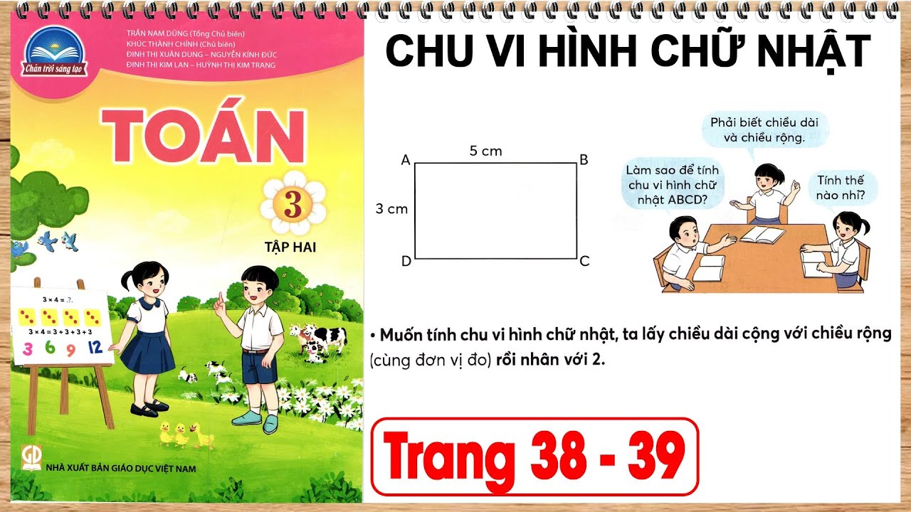 Hướng dẫn dạy Toán 3 chân trời sáng tạo tập 2 trang 38 | Chu vi hình chữ nhật