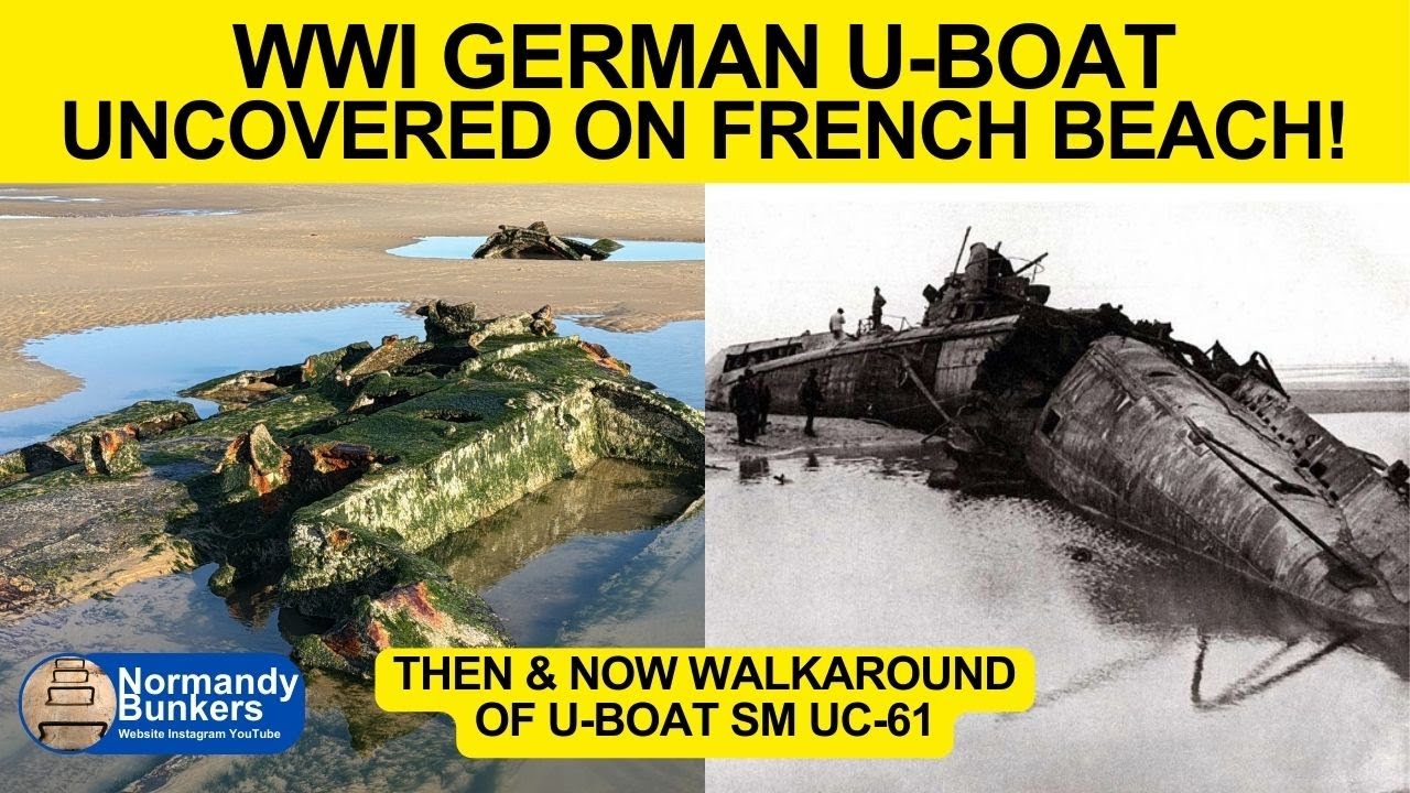 WWI GERMAN U-BOAT UNCOVERED ON FRENCH BEACH