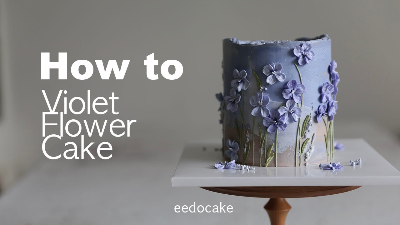 How to make/ Violet Flower Cake/ Italian Meringue buttercream/ Pansy/ Flower cake/ Buttercream Cake