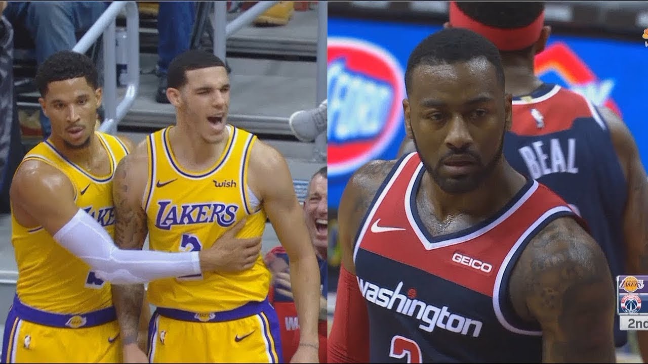 Lonzo Ball Wanna Fight Ref After John Wall Hard Foul! Lakers vs Wizards
