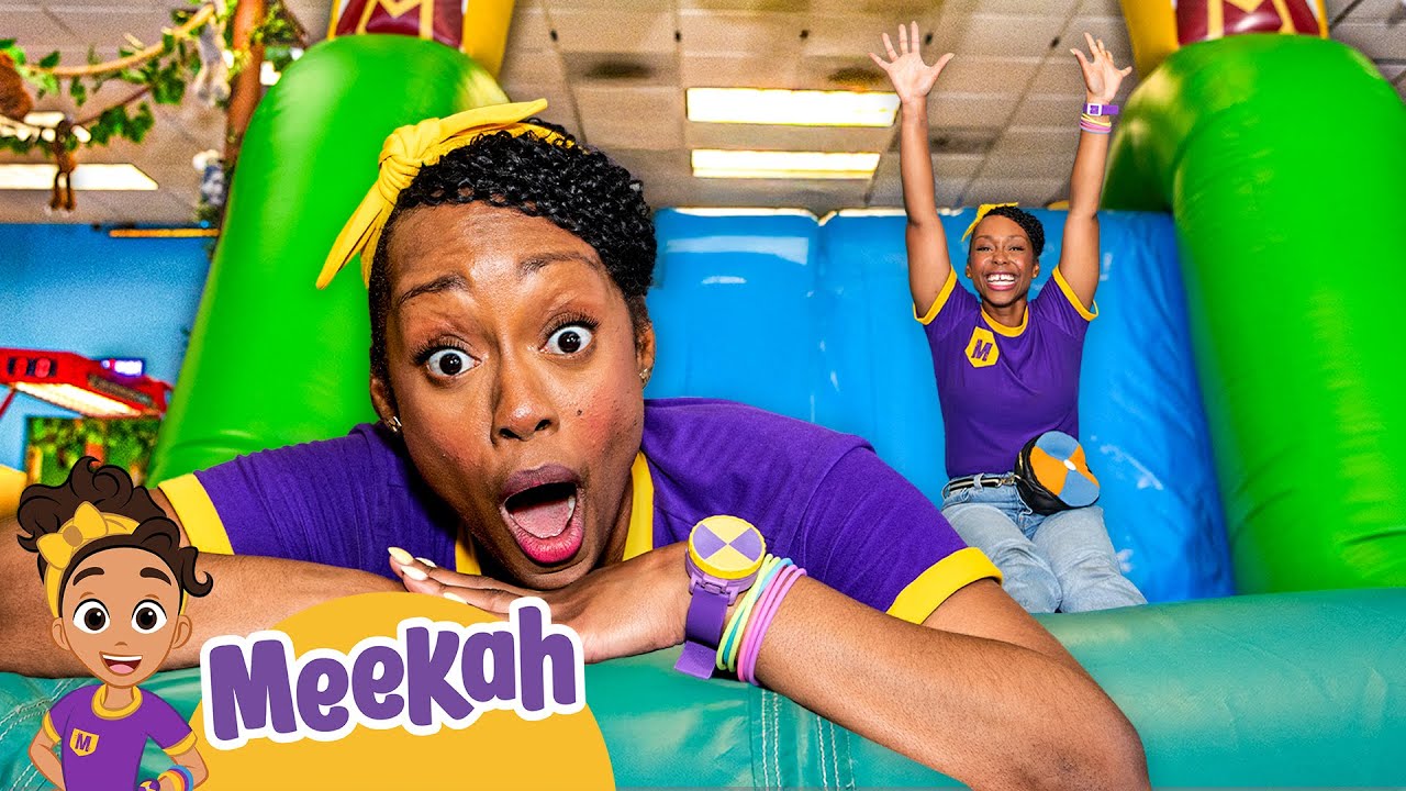 Meekah Slides Down a Giant Bouncy Castle!