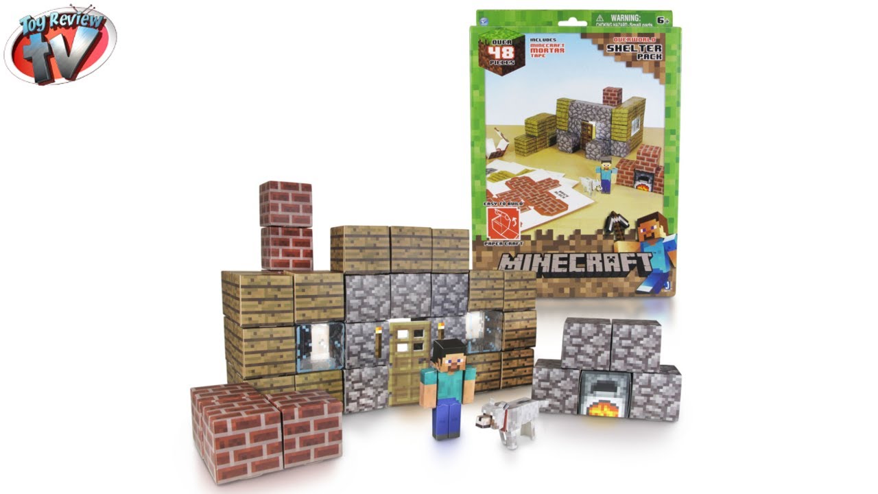 Minecraft: Overworld Shelter Pack Papercraft Toy Review, Jazwares