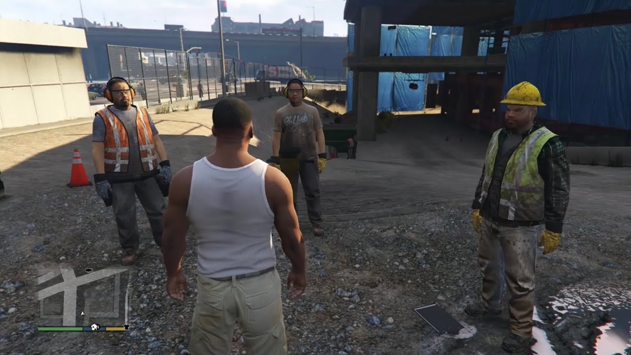 GTA 5: Franklin Taunting Construction Workers!