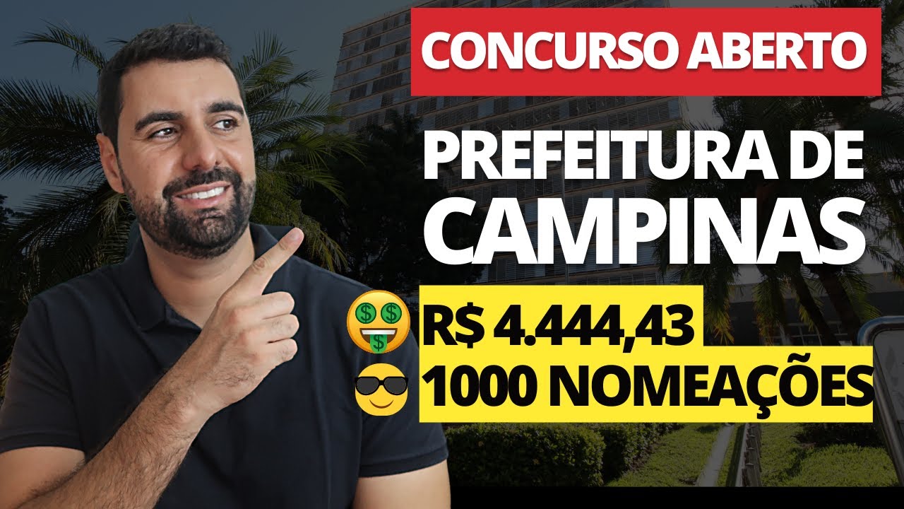 🔥 CONCURSO PREFEITURA CAMPINAS 2023 - Agente Administrativo - R$4.500,00 [Pode Chamar 1000]