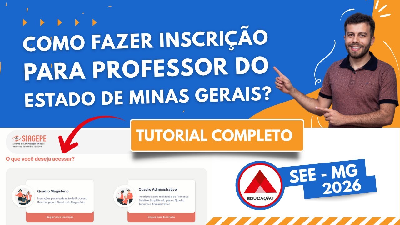 Como Fazer a Inscrição no Quadro do Magistério SEE/MG 2026 - Passo a Passo para Professores