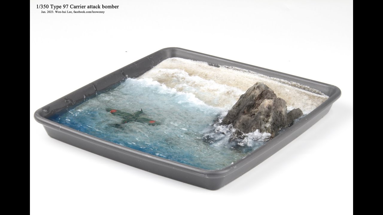 how to make this ? wrecked aircraft / water diorama / water base / epoxy resin / type 97