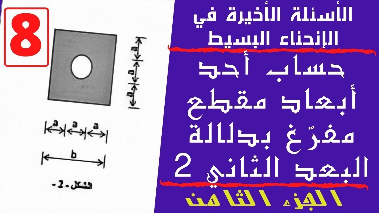 الأسئلة الأخيرة في الانحناء البسيط - الجزء الثامن - حساب أحد أبعاد مقطع مفرغ بدلالة البعد الثاني