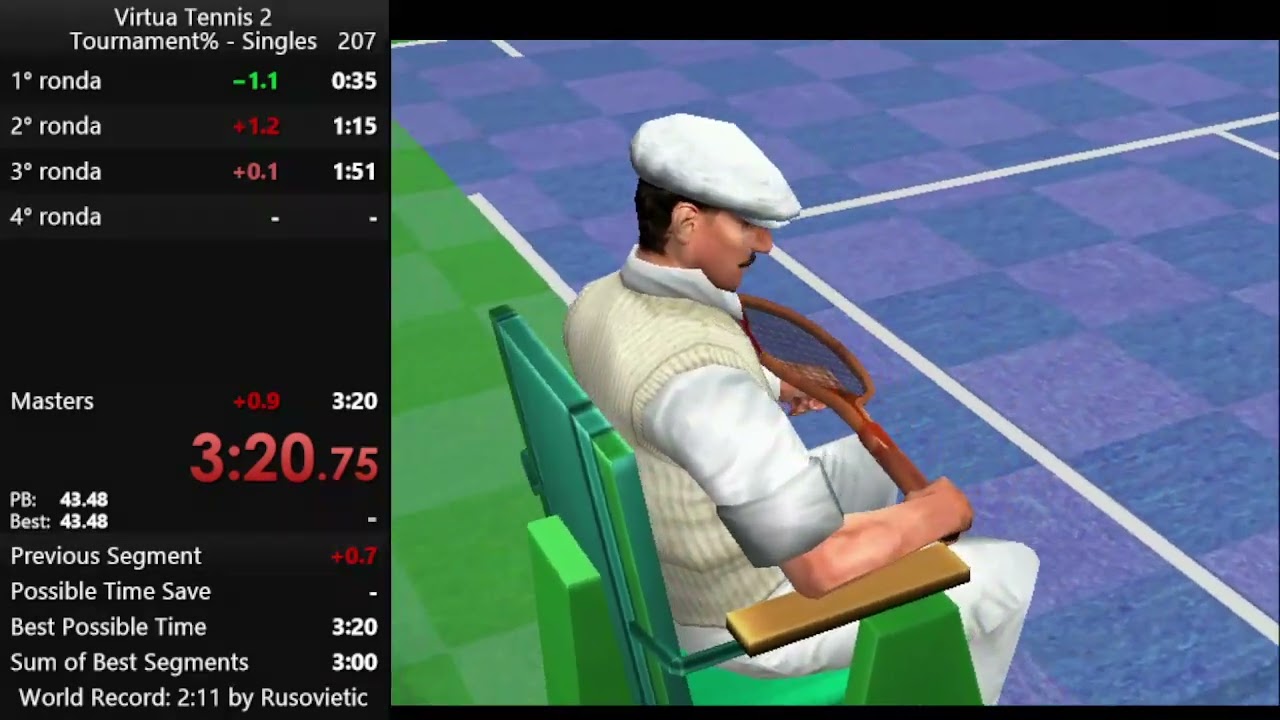 Virtua Tennis 2 Tournament% Singles (IGT 2:08/RTA 3:20) [WR]