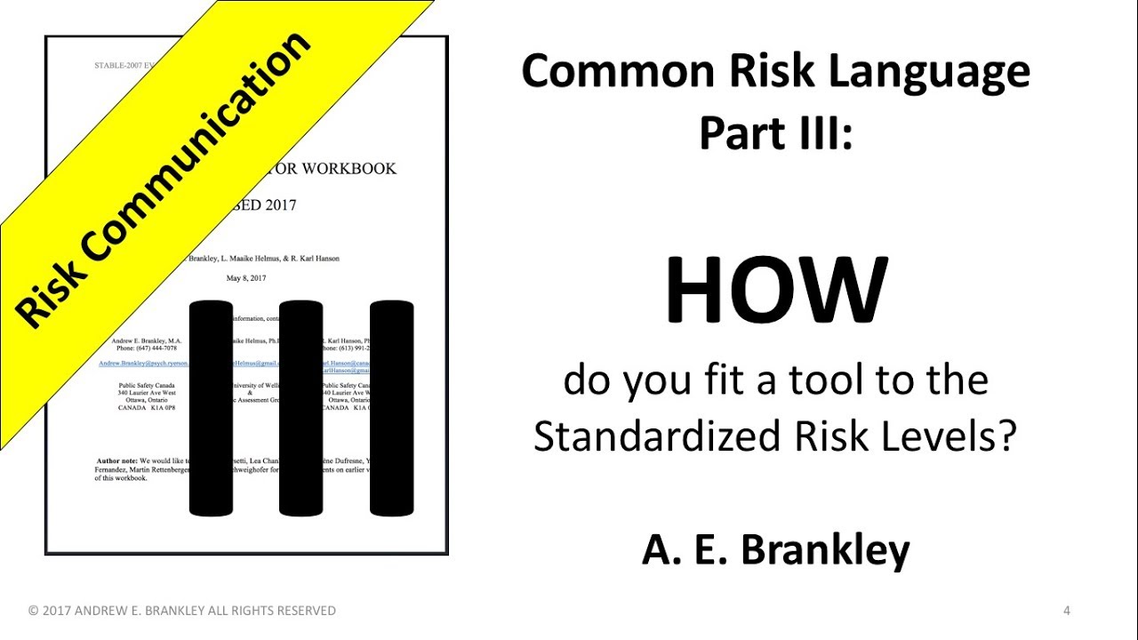 Common Risk Language, Part III: How do you fit a tool to the standardized risk levels?