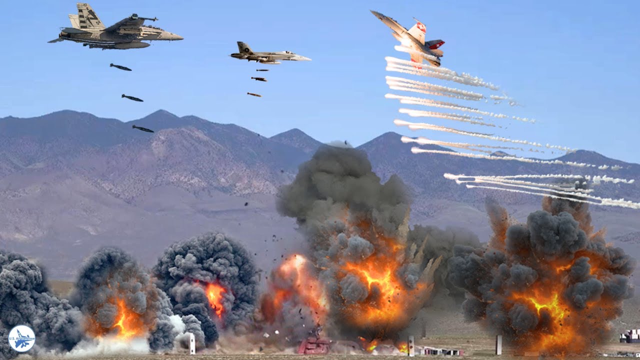 Iran Shocked US Navy F-18 Hornet Fighter Jets Destroy Enemy Bunker in Seconds