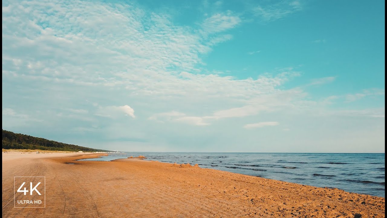 Relaxing sea waves nature sounds  - Baltic sea coast, Jurmala, Latvia - 4K ASMR