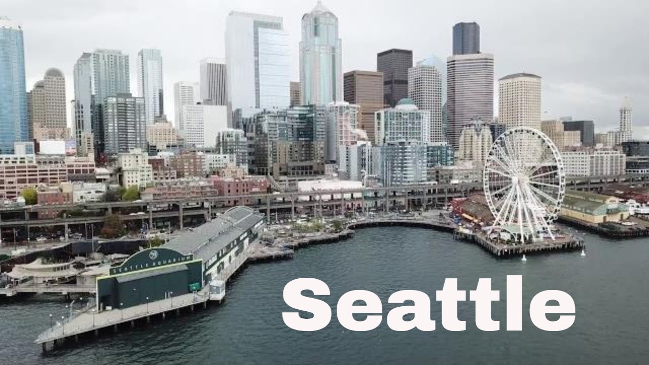 Drone Seattle, Washington | Elliott Bay | Alaskan Bay | The Seattle Great Wheel