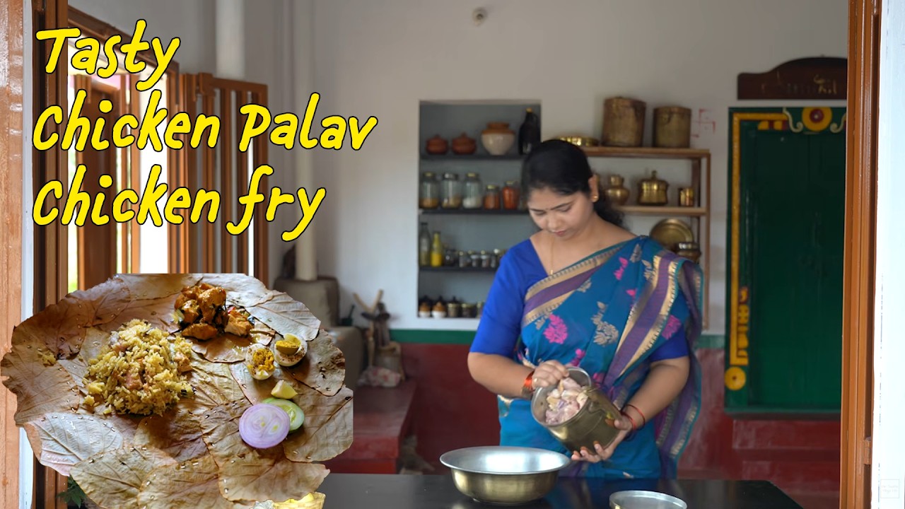 Delicious Chicken Palav and fry - cooked Traditionally With boiled eggs In our traditional village