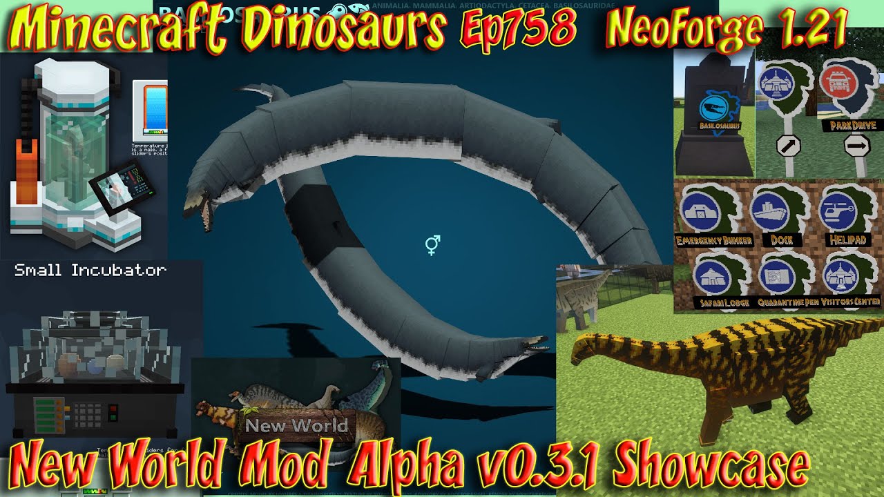 New World Mod Alpha Showcase v0.3.1 Prehistoric Creatures & Genetics Mod Minecraft Dinosaurs Ep758