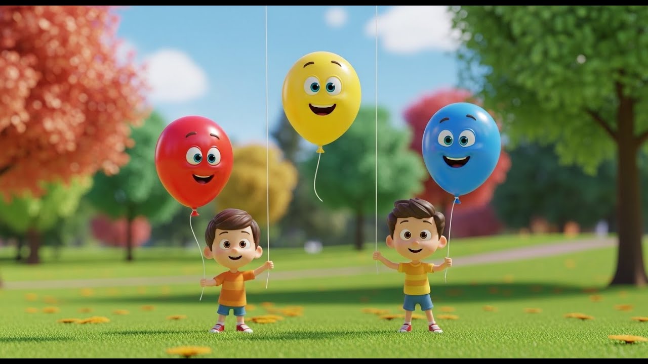 Tres Pequeños Globos de Juguete Rebotan, Rebotan | Canciones Infantiles y Rimas para Niños