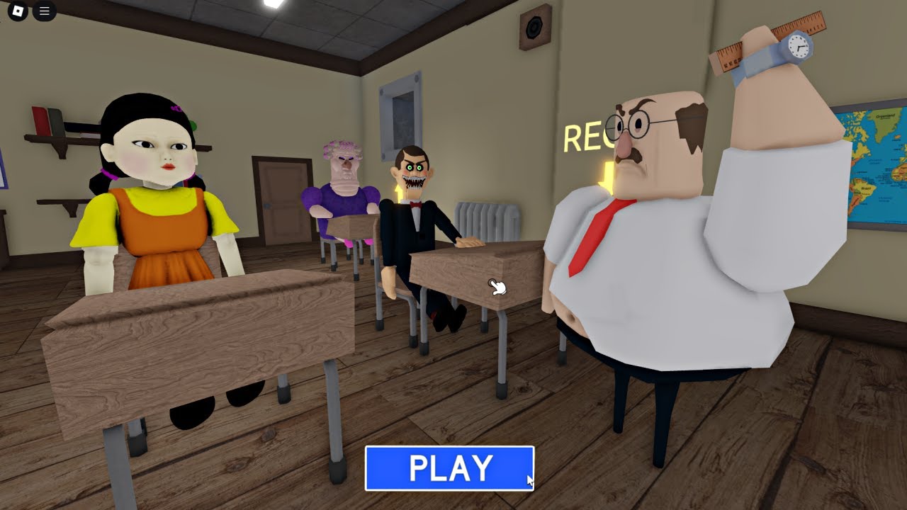 MR FUNNY and SQUID GAME DOLL FELL ASLEEP IN THE EVIL TEACHER'S CLASS? SCARY OBBY #roblox