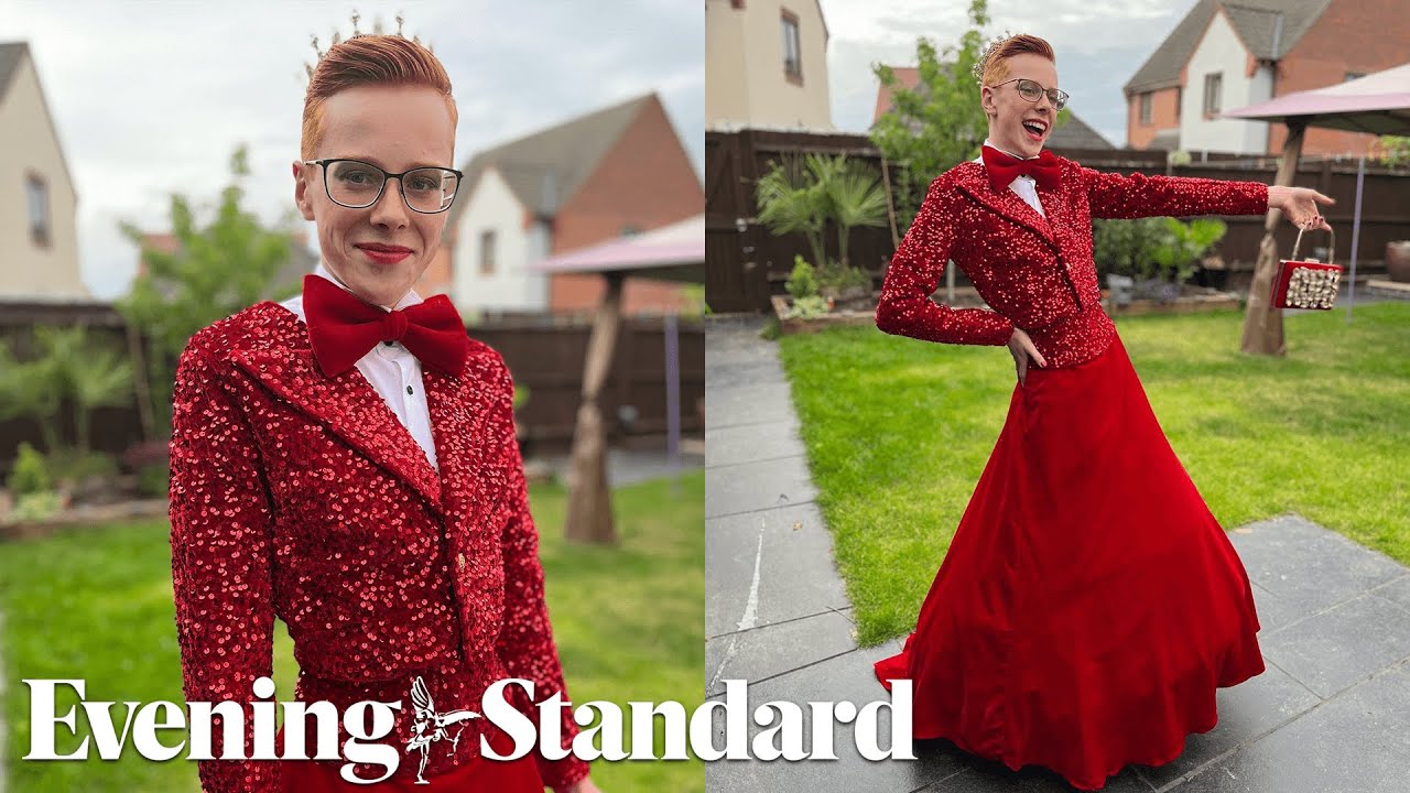 Schoolboy stuns in red prom dress, catching attention of Drag Race star