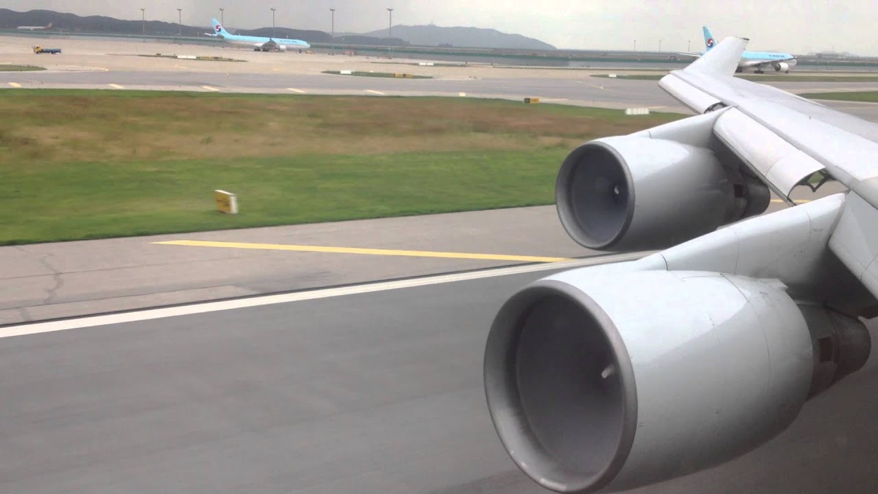 Korean Air B747-400 Amazing Engine Sound! Incheon Int takeoff