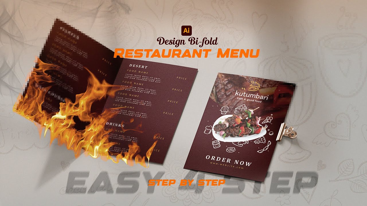 4 easy steps to design a bifold restaurant menu in Adobe Illustrator