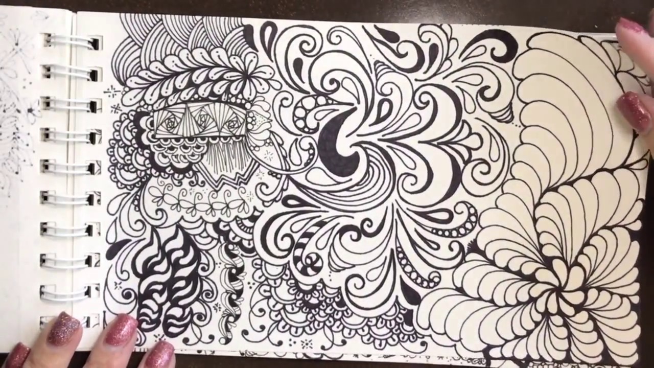 Sketchbook Flip Through of Zentangle, Zendoodle, and #Quigtangle