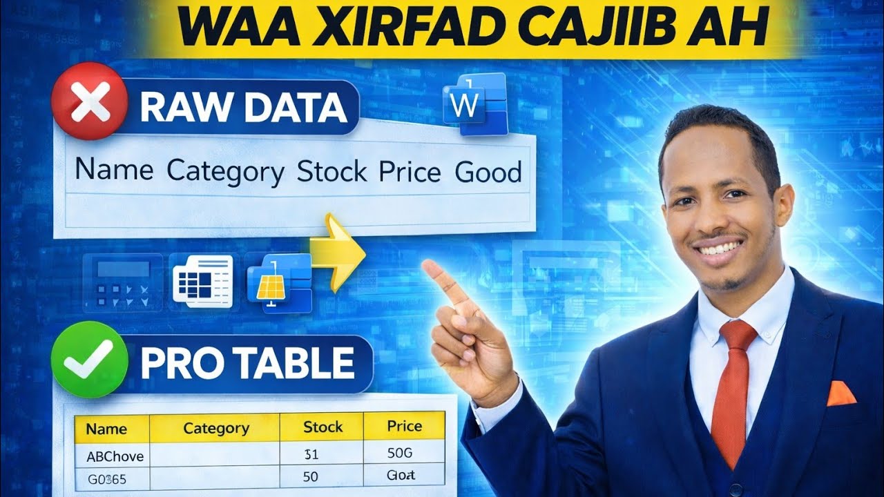 Sida Xog Qoraal Ah Loogu Beddelo Table MS Word🔥 || MS Word tutorial.