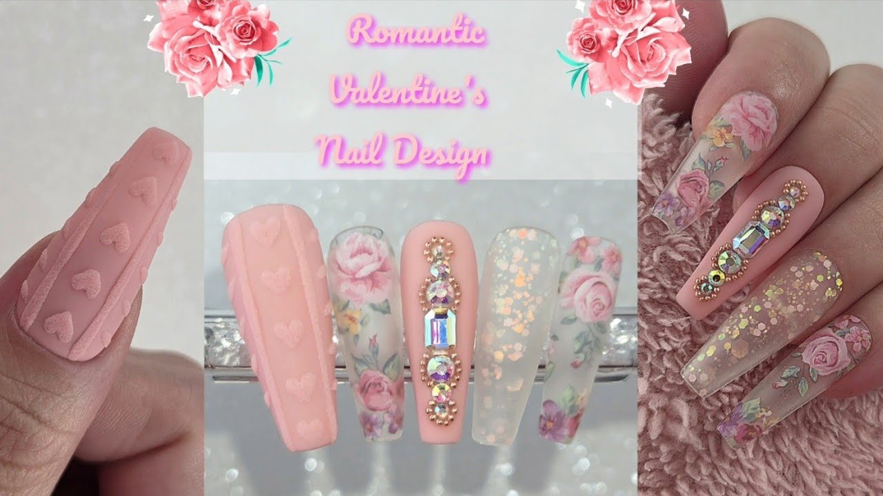 Romantic Valentines Nails / Easy Nail Art Idea / DIY Press on Nails