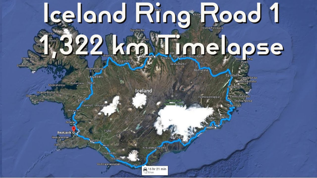 Iceland Ring Road - Route 1 - 1,322 km Timelapse / Drivelapse - 4K60