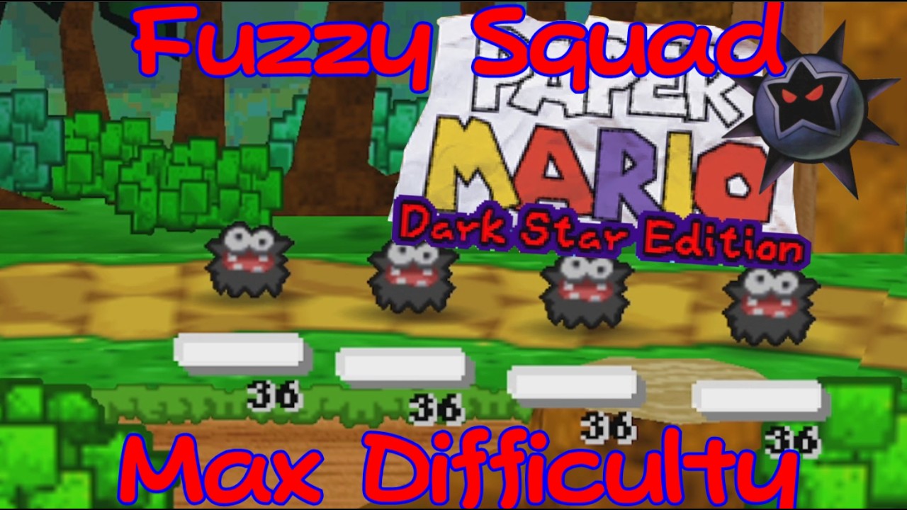 (Triple Curse) Fuzzy Squad Max Difficulty Paper Mario Dark Star Edition (Only 1 Volt Shroom)