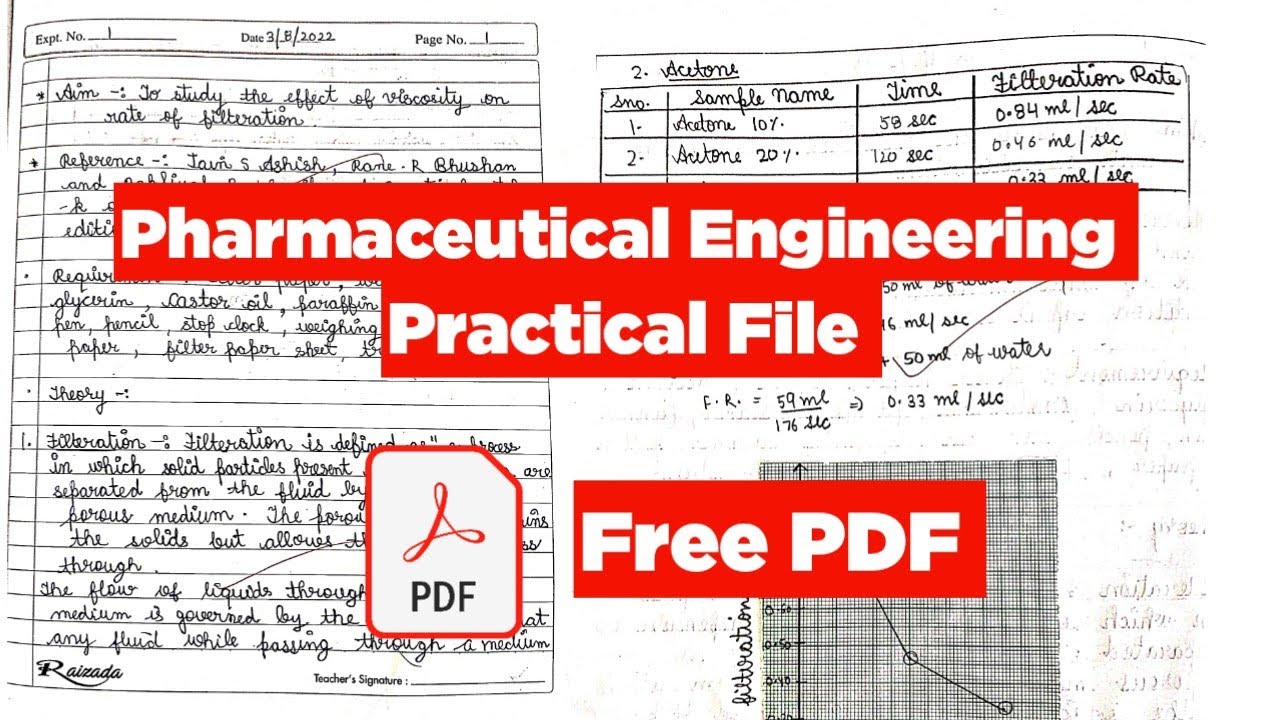 Pharmaceutical Engineering 3rd Semester Practical File pdf l B pharmacy 3rd Semester Practical File