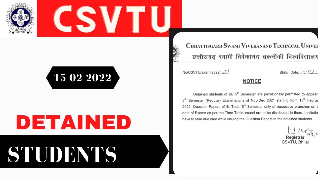 Regarding Detained Students -Official Notice | CSVTU