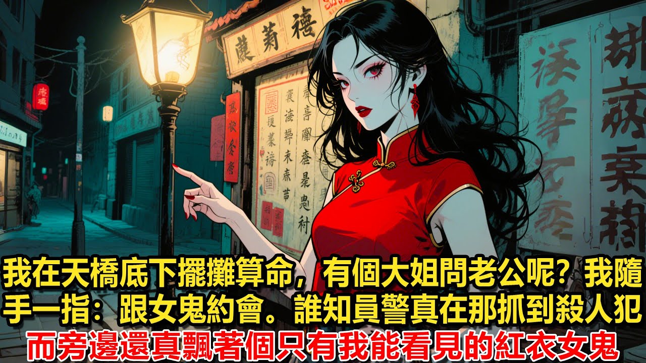 我在天橋底下擺攤算命，主打一個瞎貓碰上死耗子。有個大姐問我老公在哪，我隨手一指：估計在那個垃圾桶旁邊跟女鬼約會呢。誰知員警真在那抓到了個殺人犯，而旁邊，還真飄著個只有我能看見的紅衣女鬼。