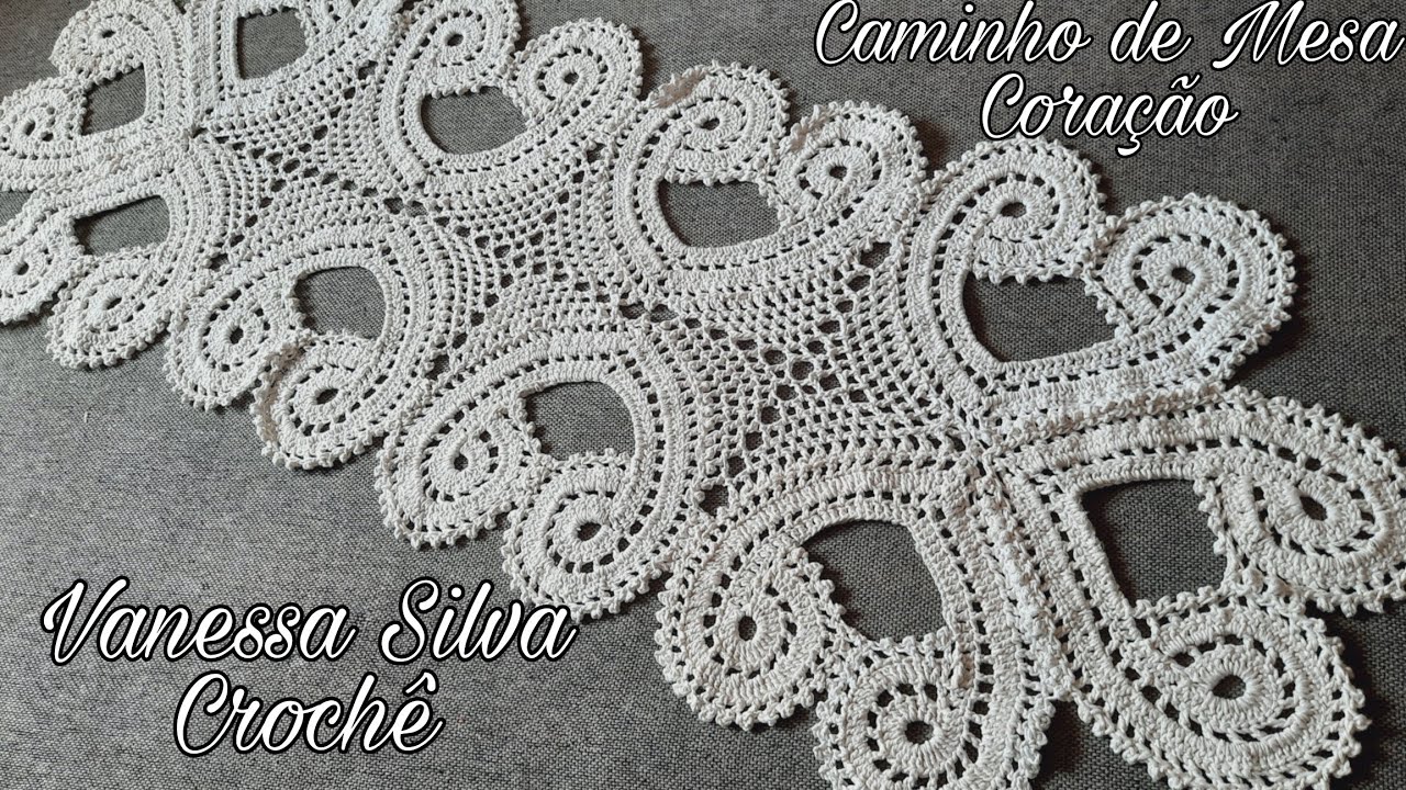 Caminho de Mesa Iraci com Motivo de Coração ♡ Tutorial Crochê Passo a Passo