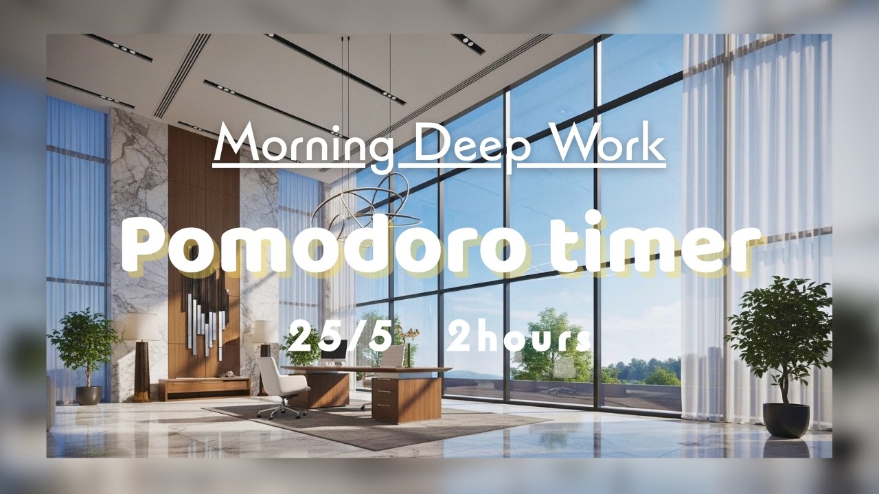 【Pomodoro Timer 25/5×4Sets】静かなピアノで午前の作業ゾーンに入る２時間│Morning Deep Work – Enter the Focus Zone│集中・作業用BGM