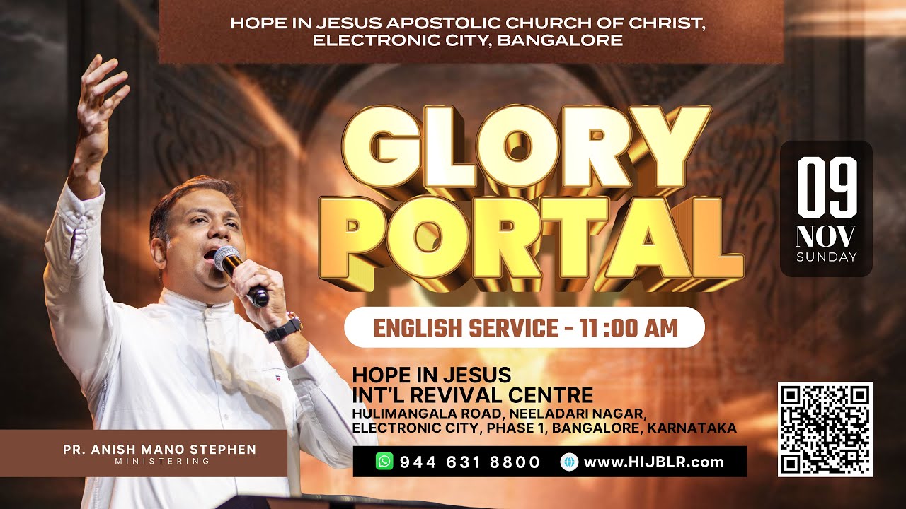 🔴LIVE Sunday English Service | Glory Portal | Pr. Anish Mano Stephen | HIJIRC