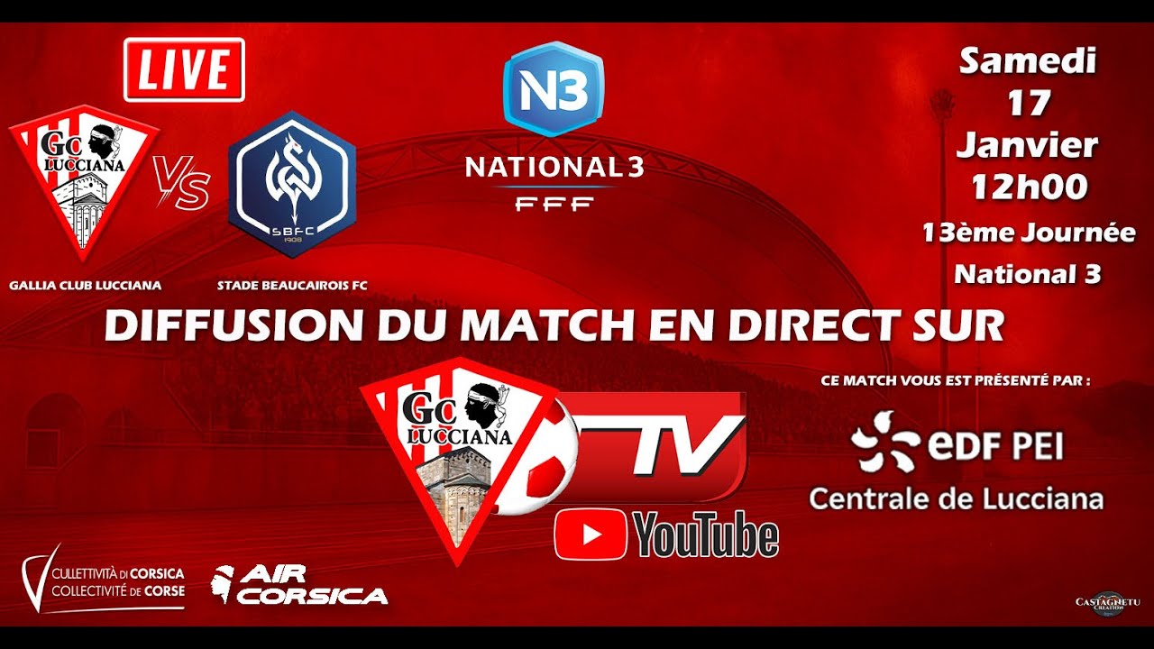 N3 Groupe H, Gallia Lucciana -Stade Beaucairois, 13ème journée