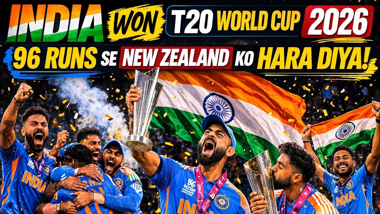 WORLD CHAMPIONS AGAIN! 🏆 India ne NZ ko 96 Runs se Hara Kar T20 World Cup 2026 Jeet Liya!