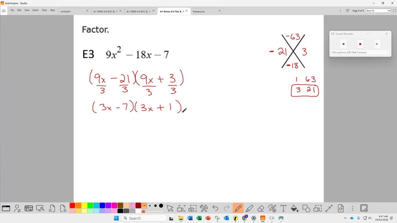 Algebra 1 Notes 8-6