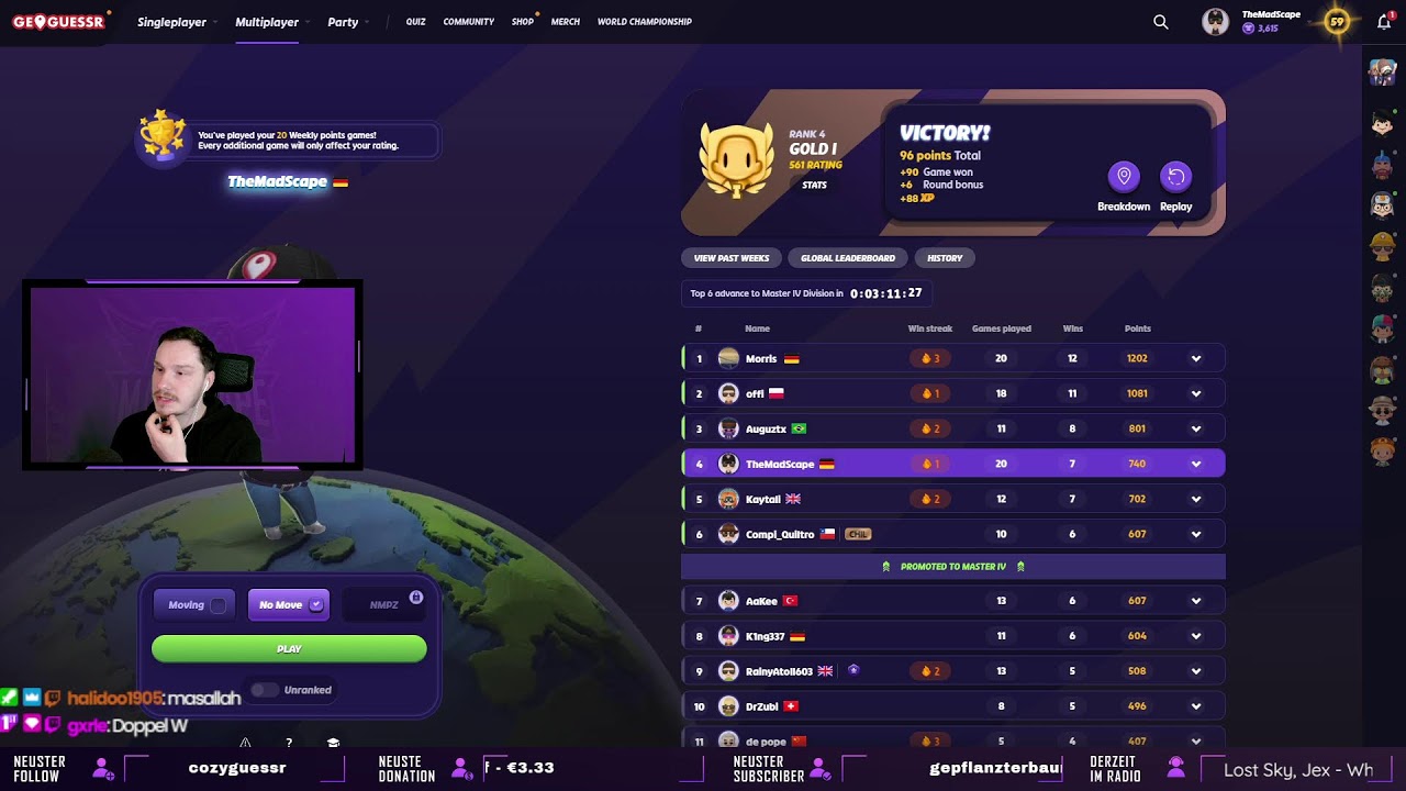[GER] Ranked & Chat | GeoGuessr |  GAMING |  CHATTING
