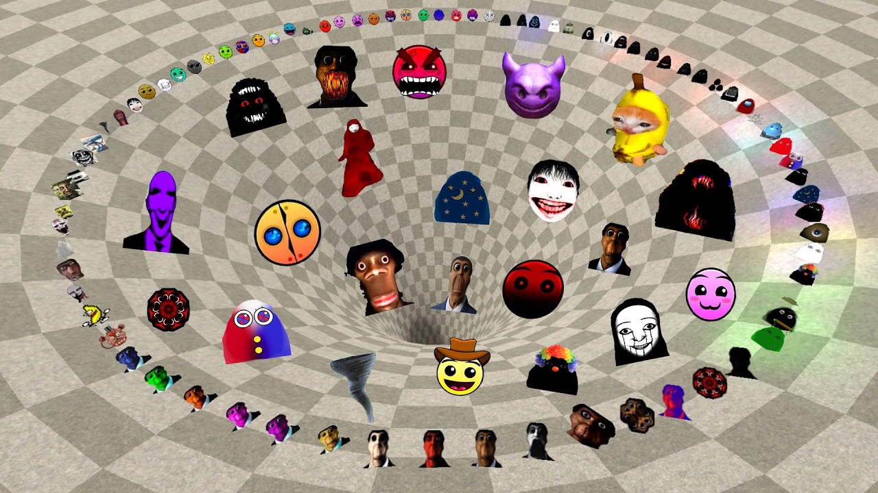 Obunga Family, Angry Munci, Lobotomy Dash, Nicos Nextbots FALL into a FUNNEL Chasing me In Gmod