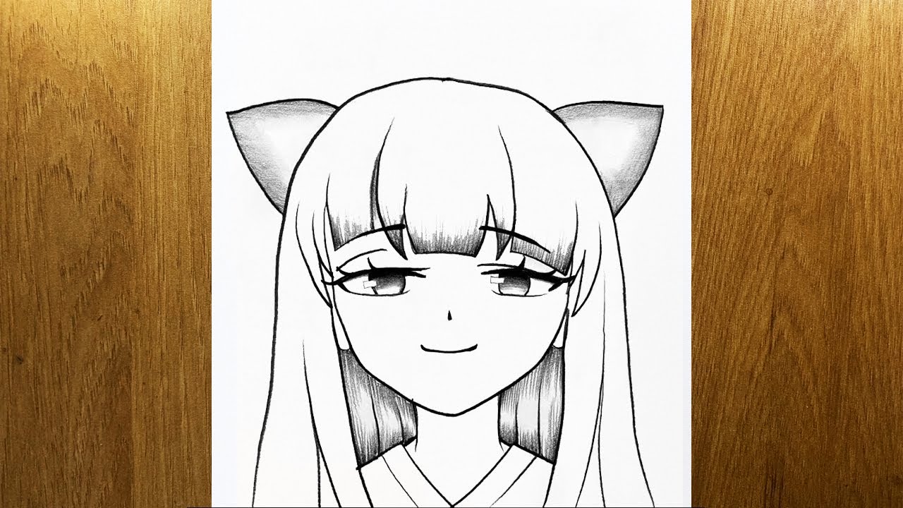 Como desenhar uma garota anime fofa com orelhas de gato | Desenho uma garota anime passo a passo