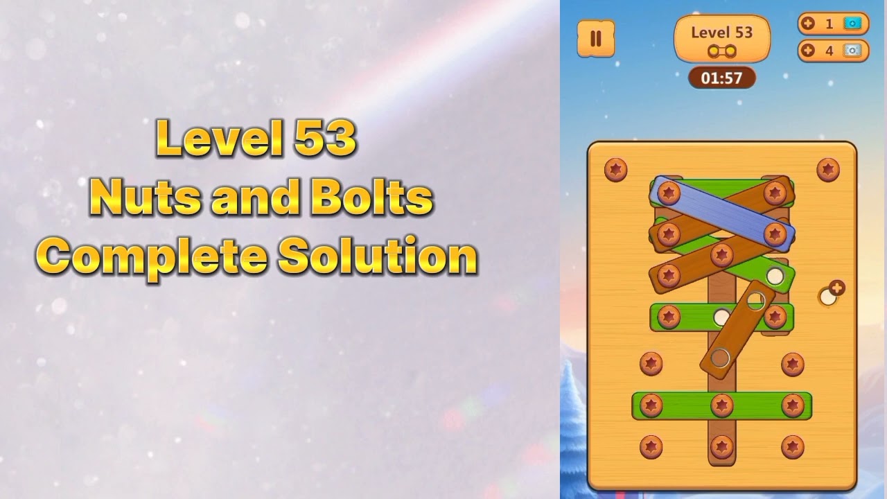 Level 53 Wood Nuts and Bolts Puzzle Completely Solved