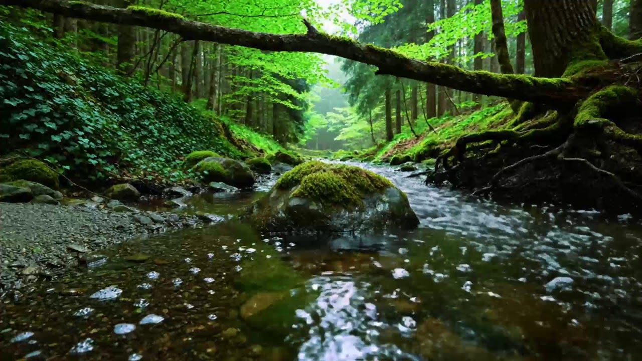 Calming Forest Ambience 🌿 River Flowing Birds Chirping in Hidden Forest Ambience for Rest Medicine