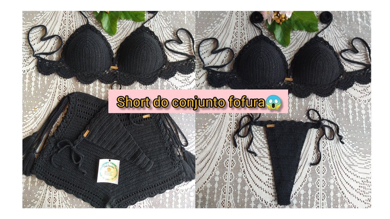 short de croche fofura,short blogueira, short Patty, conjunto fofura. @ValCrochês #crochet