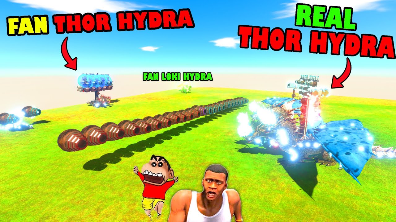 FAN THOR HYDRA vs REAL THOR HYDRA in Animal Revolt Battle Simulator with SHINCHAN and CHOP