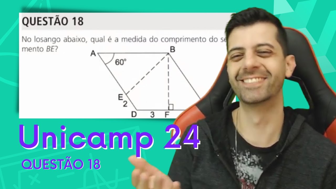 Unicamp 2024 - Q18 - No losango abaixo, qual &eacute; a medida do comprimento do segmento