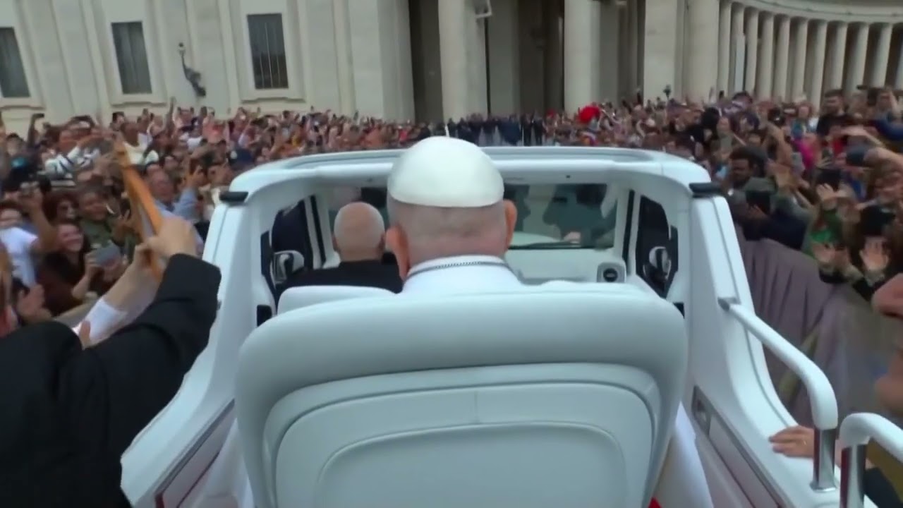 Pope Francis rides through St. Peter's Square in the Popemobile on Easter Sunday