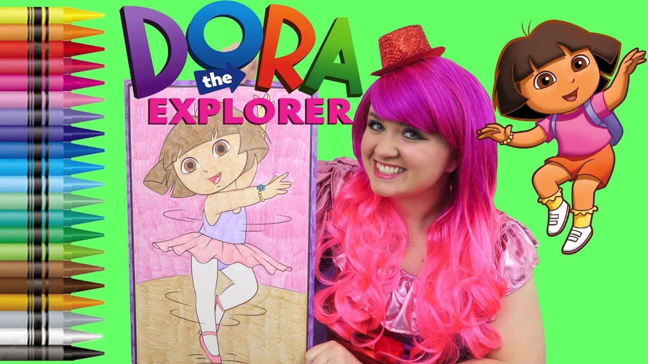 Coloring Dora The Explorer Nickelodeon GIANT Coloring Book Page Crayola Crayons | KiMMi THE CLOWN