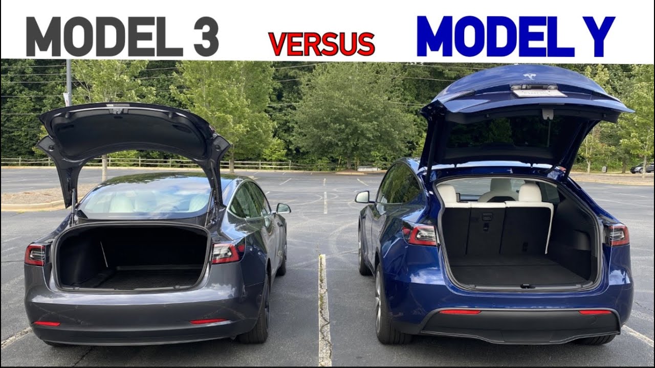 Сравнение размеров багажников Tesla Model Y и Model 3