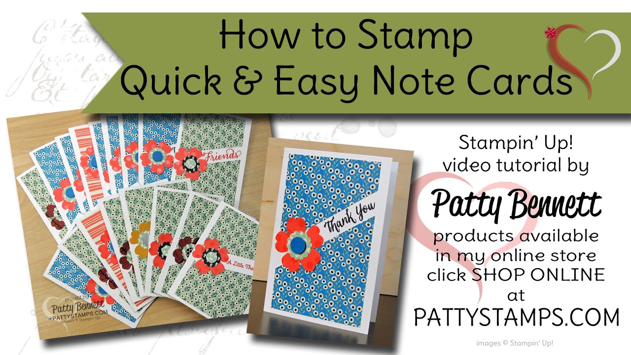 How to Stamp Quick and Easy Note Cards - Diagonal Slash Technique