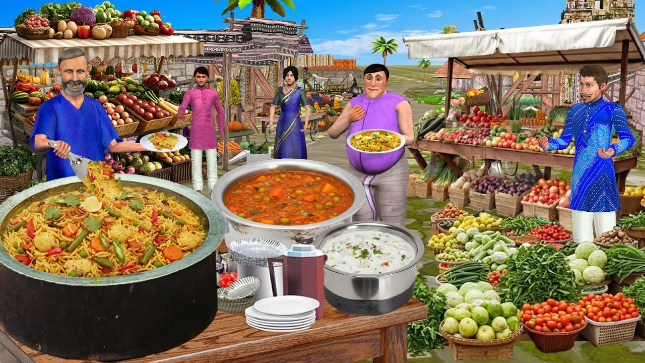 Vegetable Market Mein 10/- Rs Veg Biryani Street Food Hindi Kahani Moral Stories New Comedy Video